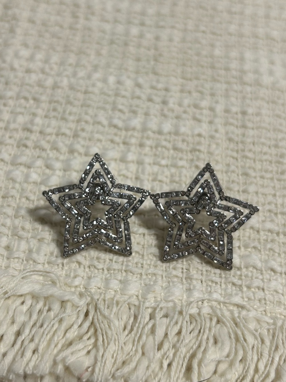 BaubleBar Silver Star Layered Crystal Stud Earrings